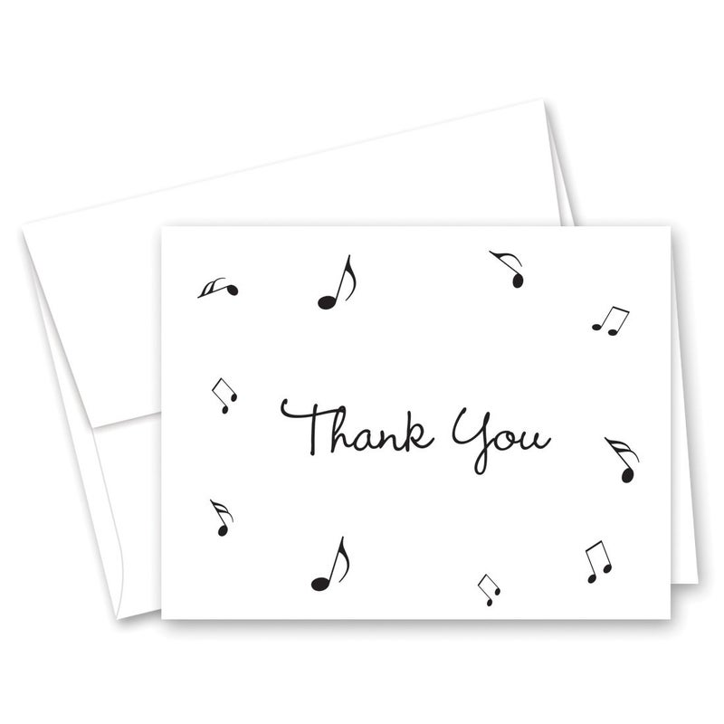 MyExpression.com 50 Music Notes Thank You Cards (Black) - Image 1